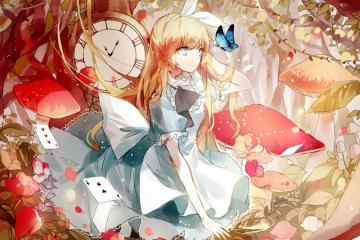 爱丽丝与白兔唯美日系插画图片